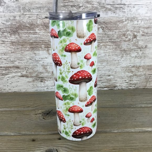 Red and White Mushroom 20 oz Skinny Tumbler - Picture 2 of 5